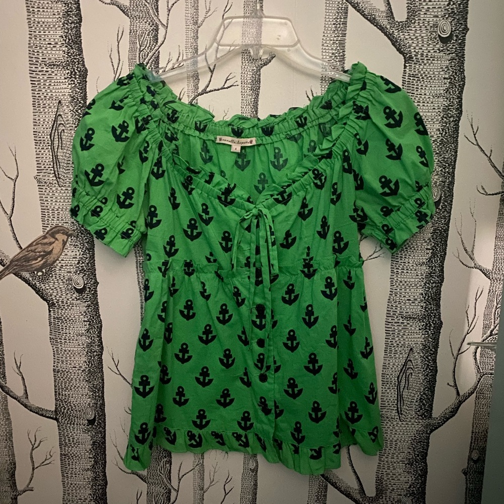 Nanette Lepore green/blue anchor top size 4